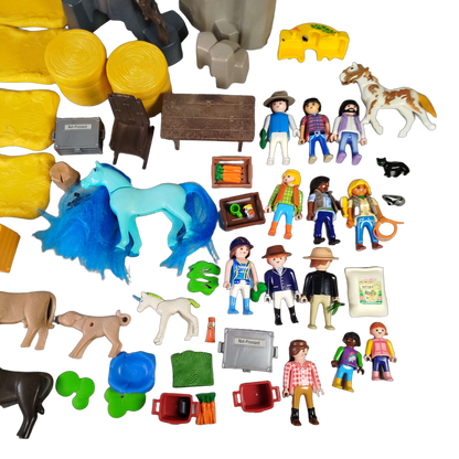 Playmobil Bundle Set Tiere & Figuren mit Zubehör Pferde Hund Einhorn