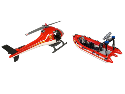 Playmobil Feuerwehr-Hubschrauber mit Schlauchboot & Zubehör Spielset