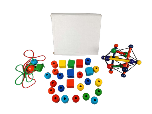 Bundle Holzspielzeug Skwish großes Set Fädelperlen & Motorikspielzeug