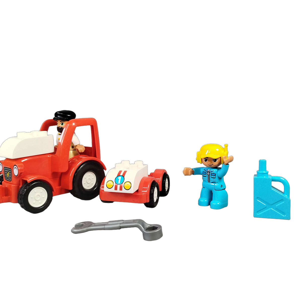 LEGO Bundle DUPLO 10908 Set von 3 Flugzeug Traktor Rennauto Figuren