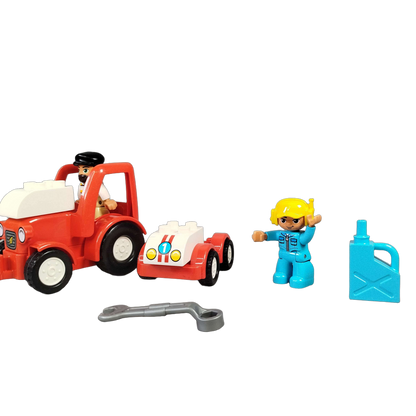 LEGO Bundle DUPLO 10908 Set von 3 Flugzeug Traktor Rennauto Figuren