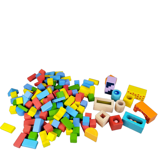 Bundle Holzbausteine mit Perlen & Glöckchen
