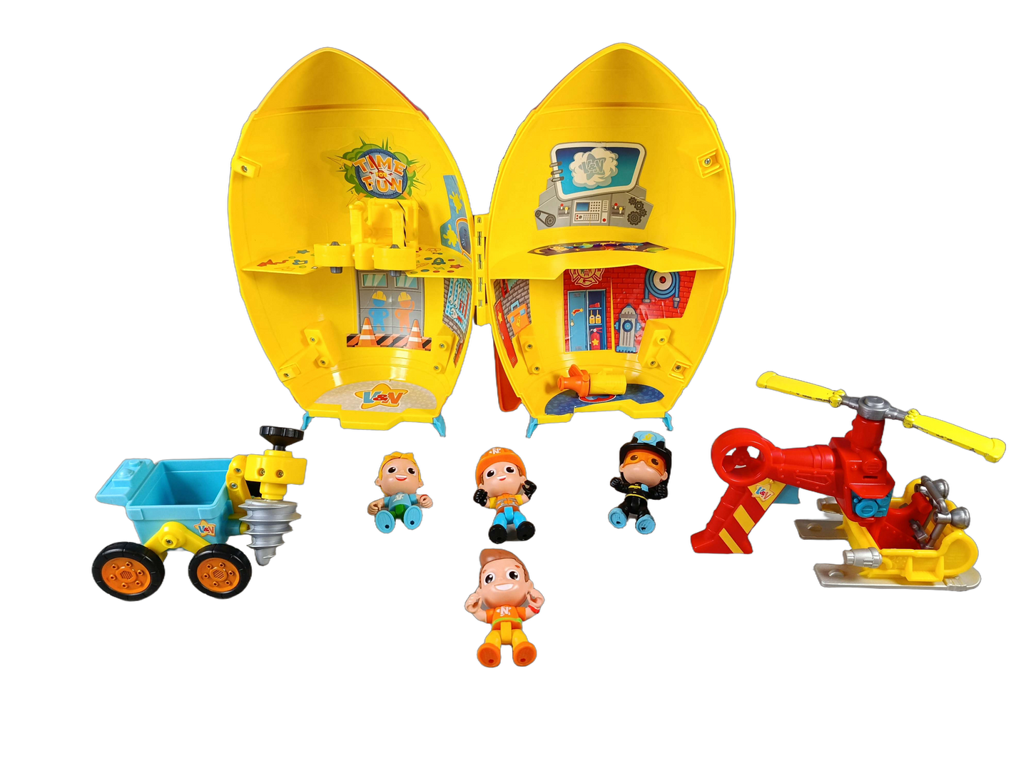 Bandai Bundle Rakete Set Figuren Bohrfahrzeug & Helikopter