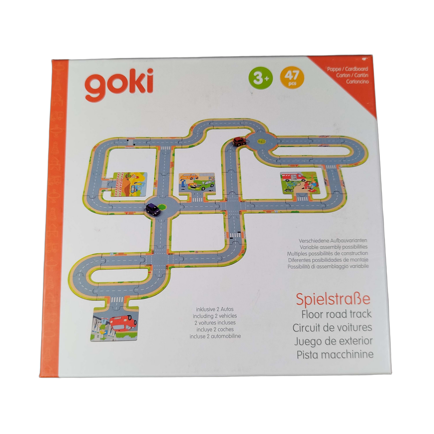 Goki Spielstraße 57422 Bodenpuzzle mit 2 Fahrzeugen