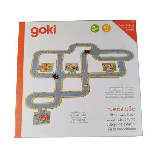 Goki Spielstraße 57422 Bodenpuzzle mit 2 Fahrzeugen