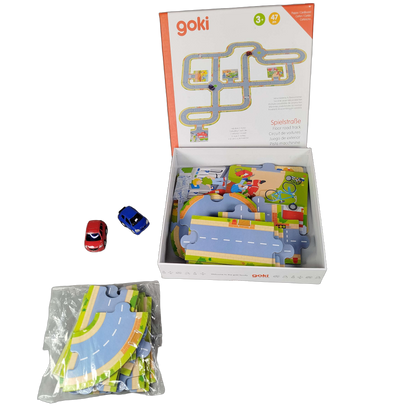 Goki Spielstraße 57422 Bodenpuzzle mit 2 Fahrzeugen