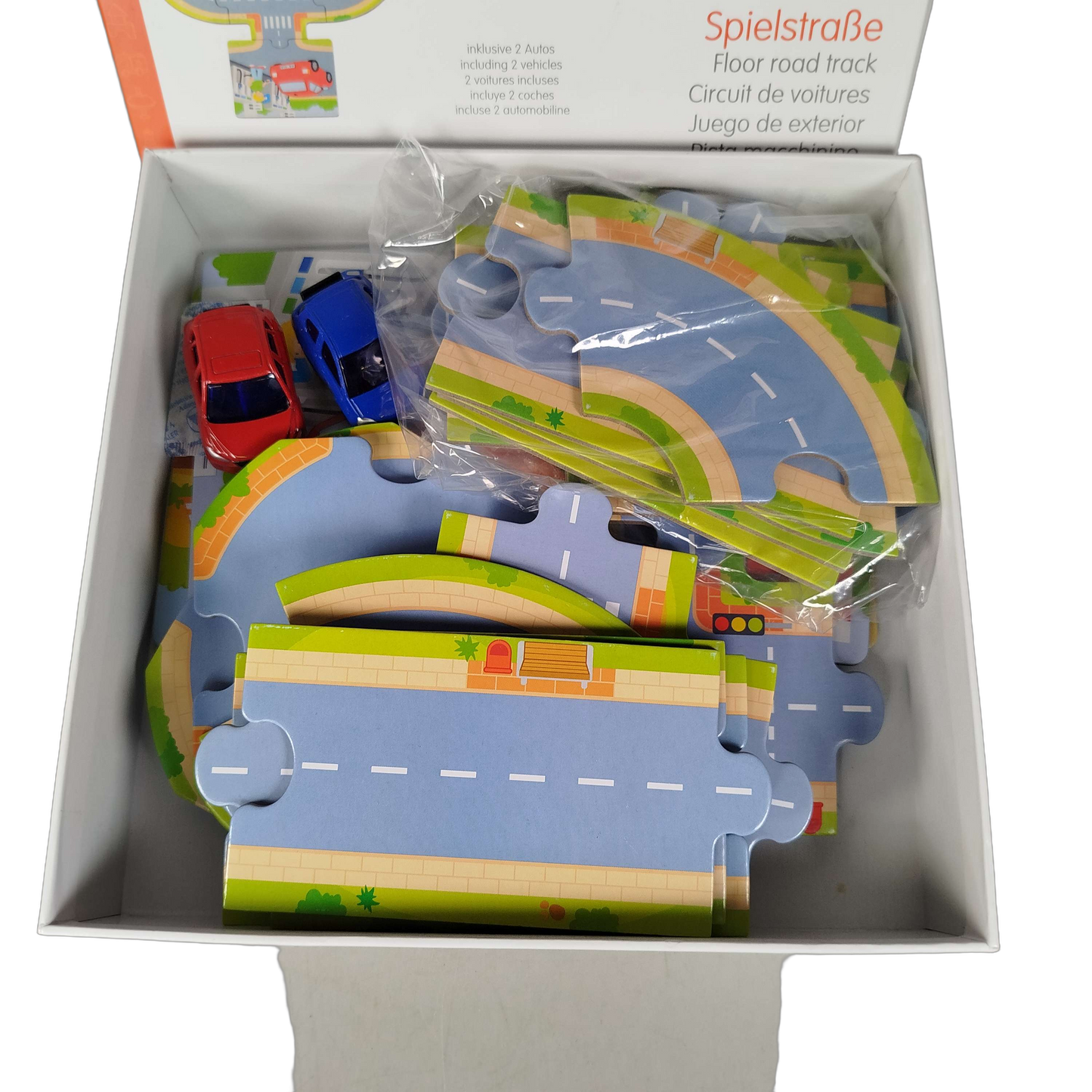Goki Spielstraße 57422 Bodenpuzzle mit 2 Fahrzeugen