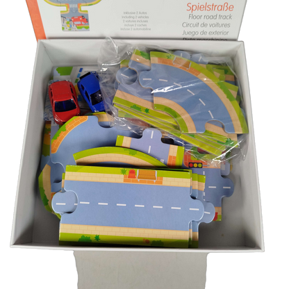 Goki Spielstraße 57422 Bodenpuzzle mit 2 Fahrzeugen
