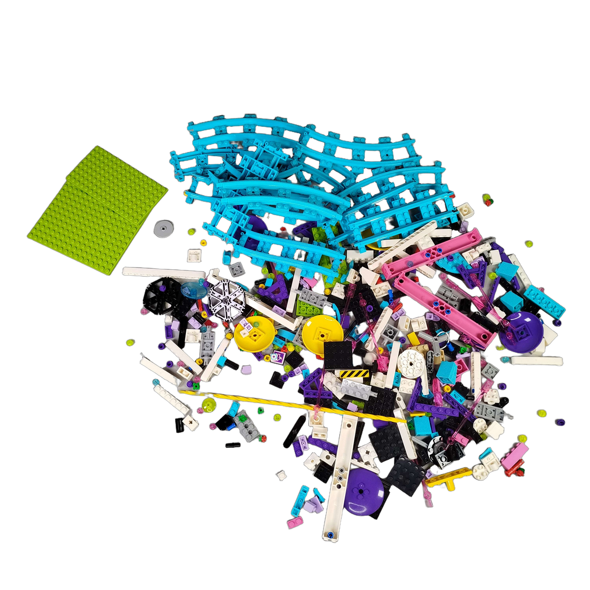 Konvolut LEGO Friends ca. 0,5 kg, Bausteine & Schienen, 2 Grundplatten