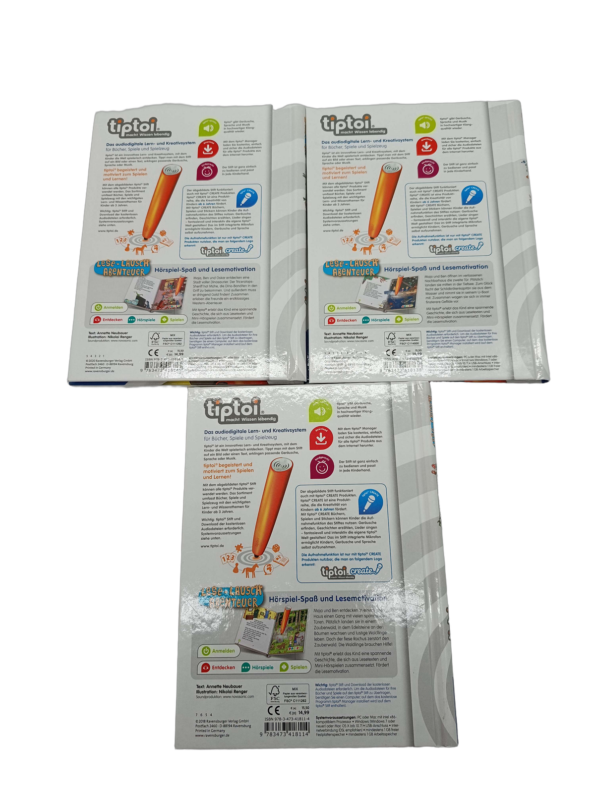 Ravensburger Bundle tiptoi Tiefsee & Dino-Stadt Set von 3 Lernbüchern
