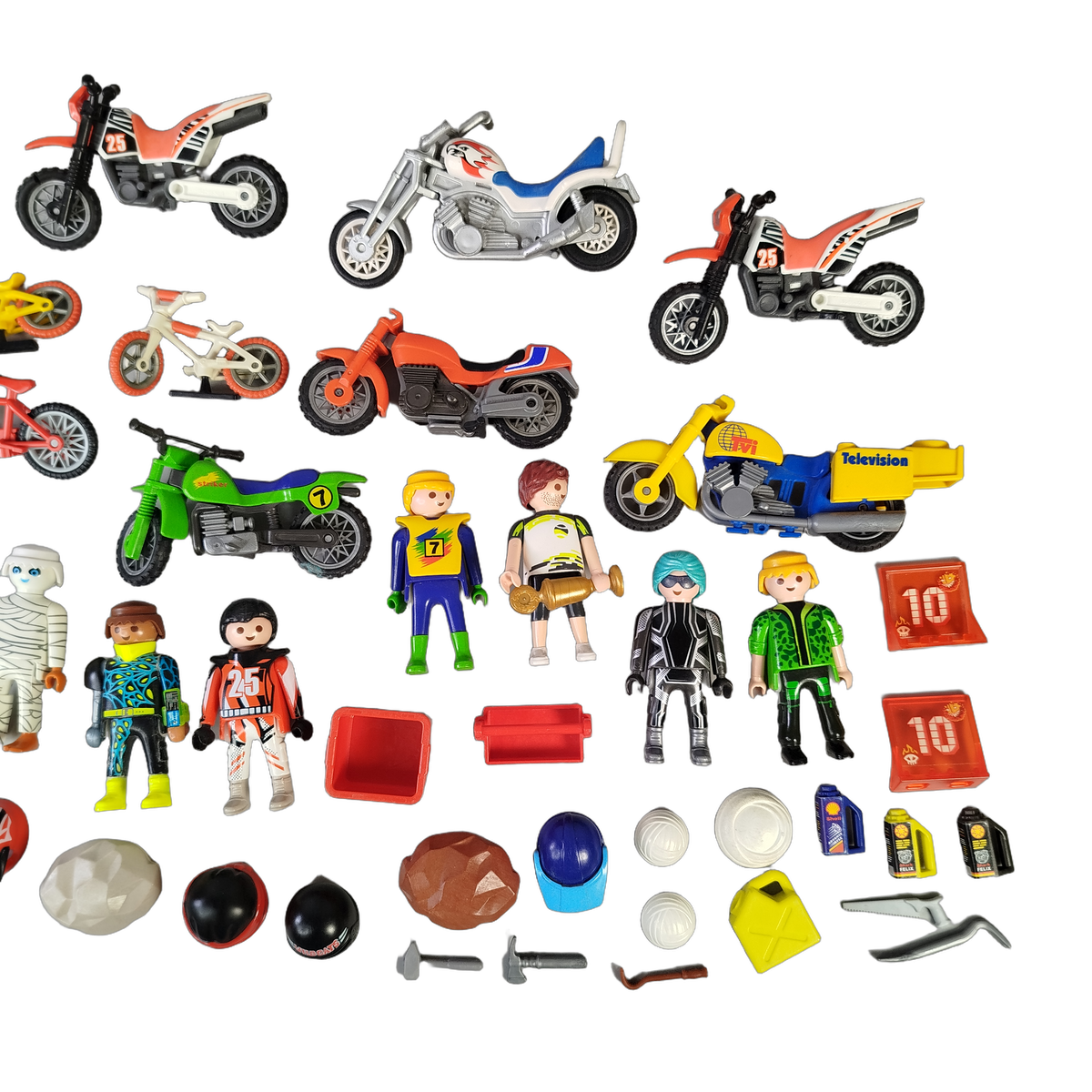 Playmobil Bundle Rennwagen & Motorrad, großes Set Fahrzeuge & Figuren
