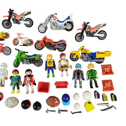 Playmobil Bundle Rennwagen & Motorrad, großes Set Fahrzeuge & Figuren