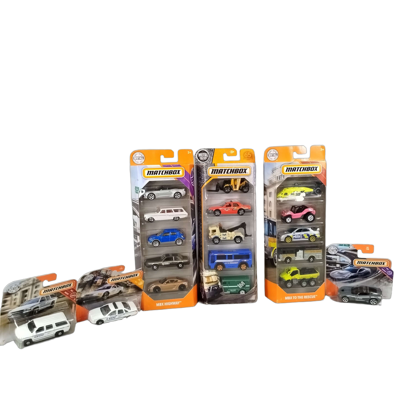 Matchbox Bundle MBX Highway Rescue NYPD Set von 18 Autos Neu