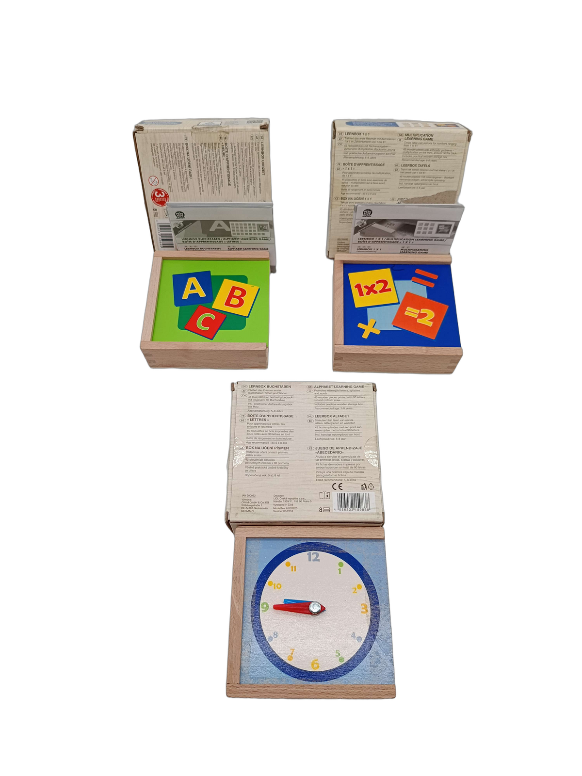 Playtive Bundle Montessori T345001 Set von 3 Lernspiele ABC 1x1