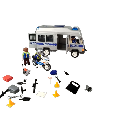 Playmobil Polizei Mannschaftswagen mit Motorrad & 3 Figuren