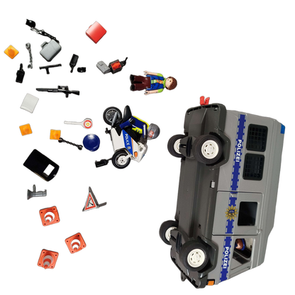 Playmobil Polizei Mannschaftswagen mit Motorrad & 3 Figuren