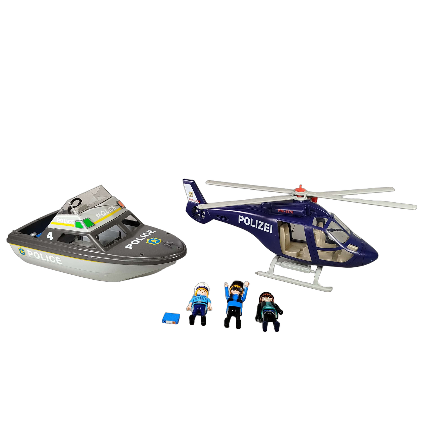 Playmobil Bundle Polizei Set Helikopter, Boot & Figuren