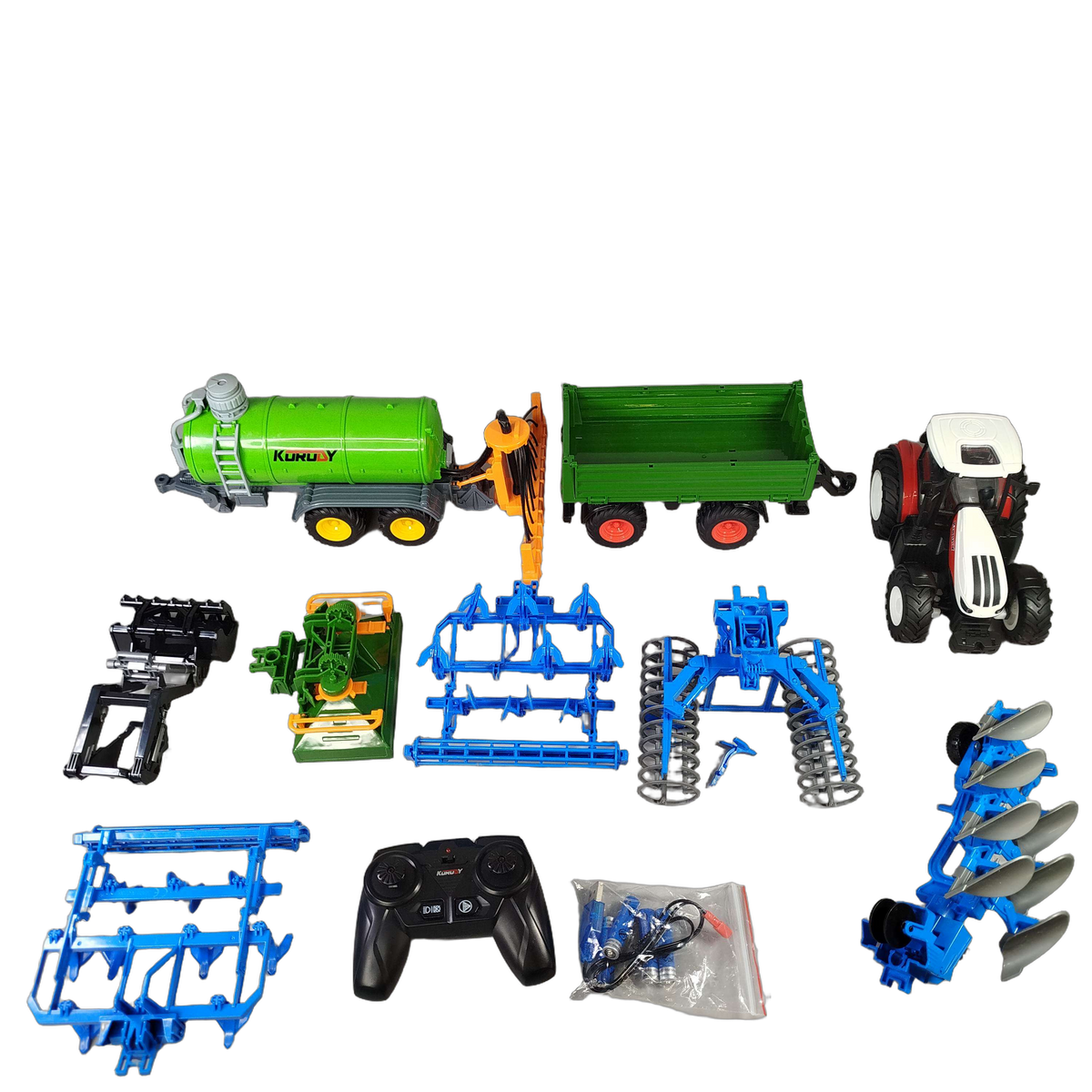 Bundle Landwirtschaft großes Set RC-Traktor, Anhänger, Pflüge