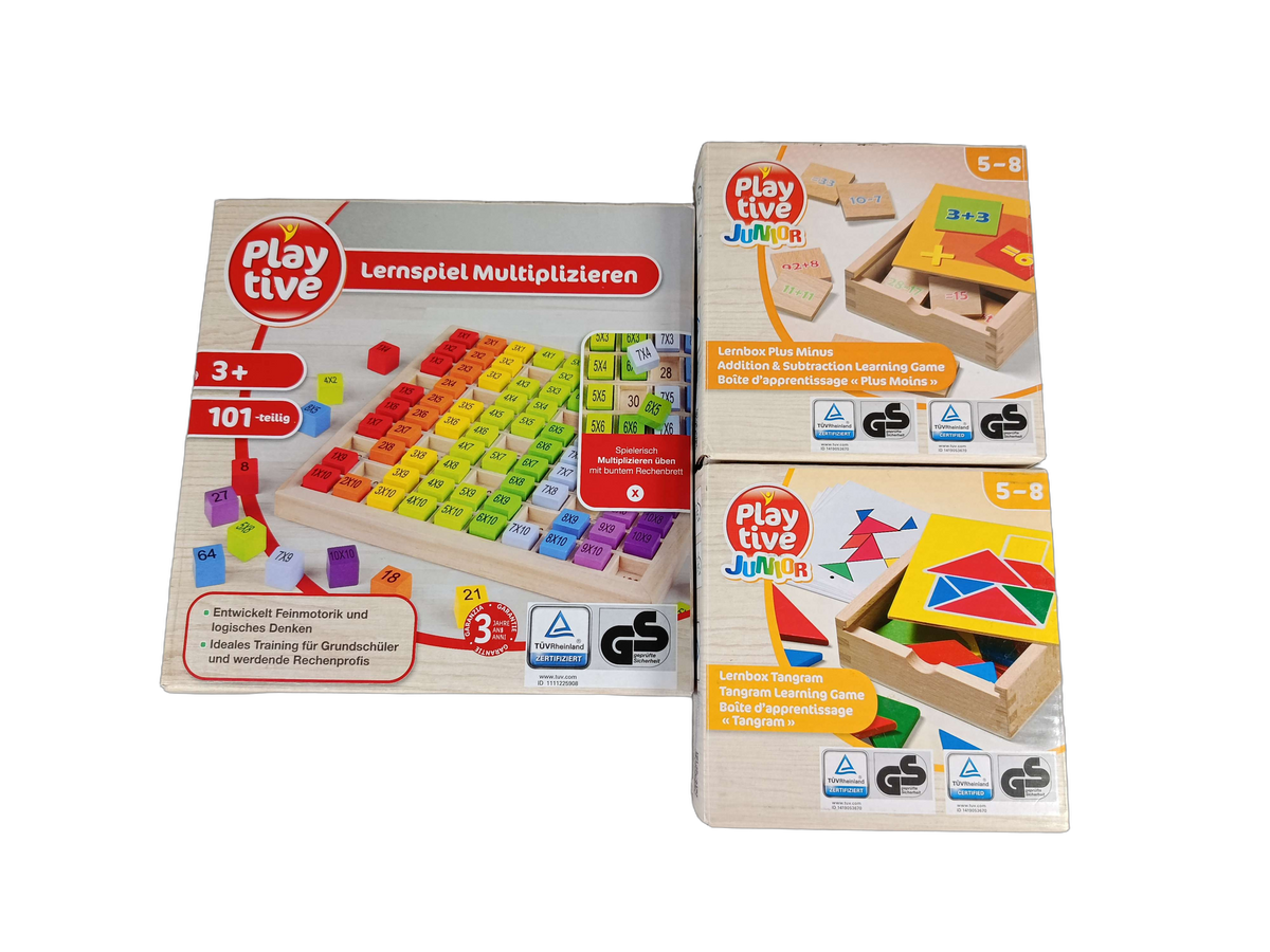 Playtive Bundle Mathe Tangram Plus Minus Set von 3 Lernspiele