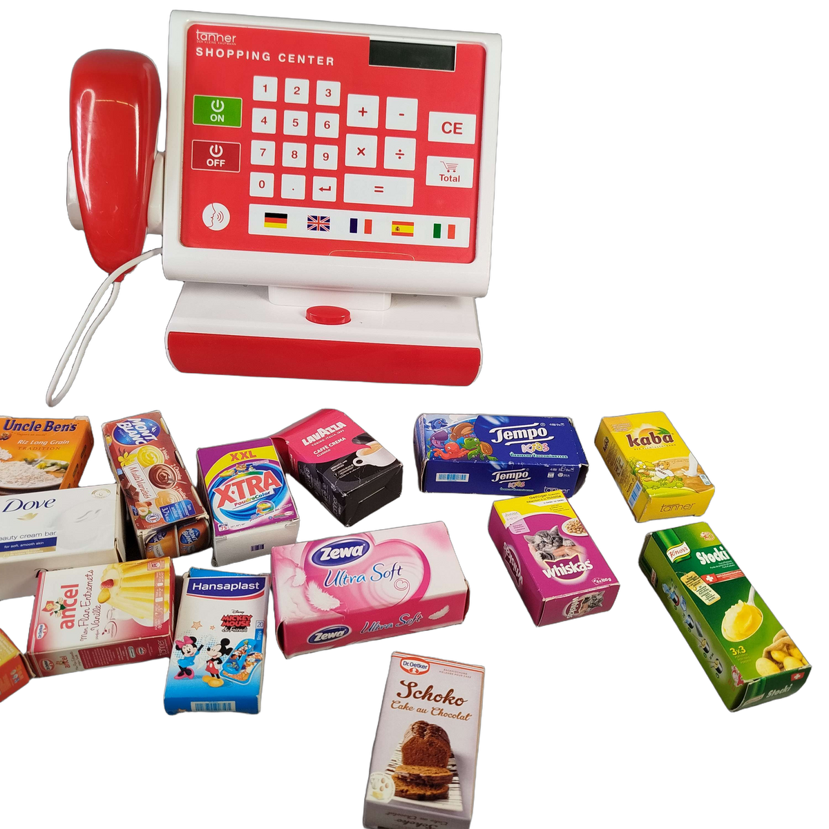 Tanner Bundle Kaufladen großes Set Kasse, Einkaufskörbe & Lebensmittel