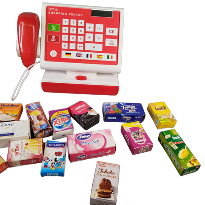 Tanner Bundle Kaufladen großes Set Kasse, Einkaufskörbe & Lebensmittel