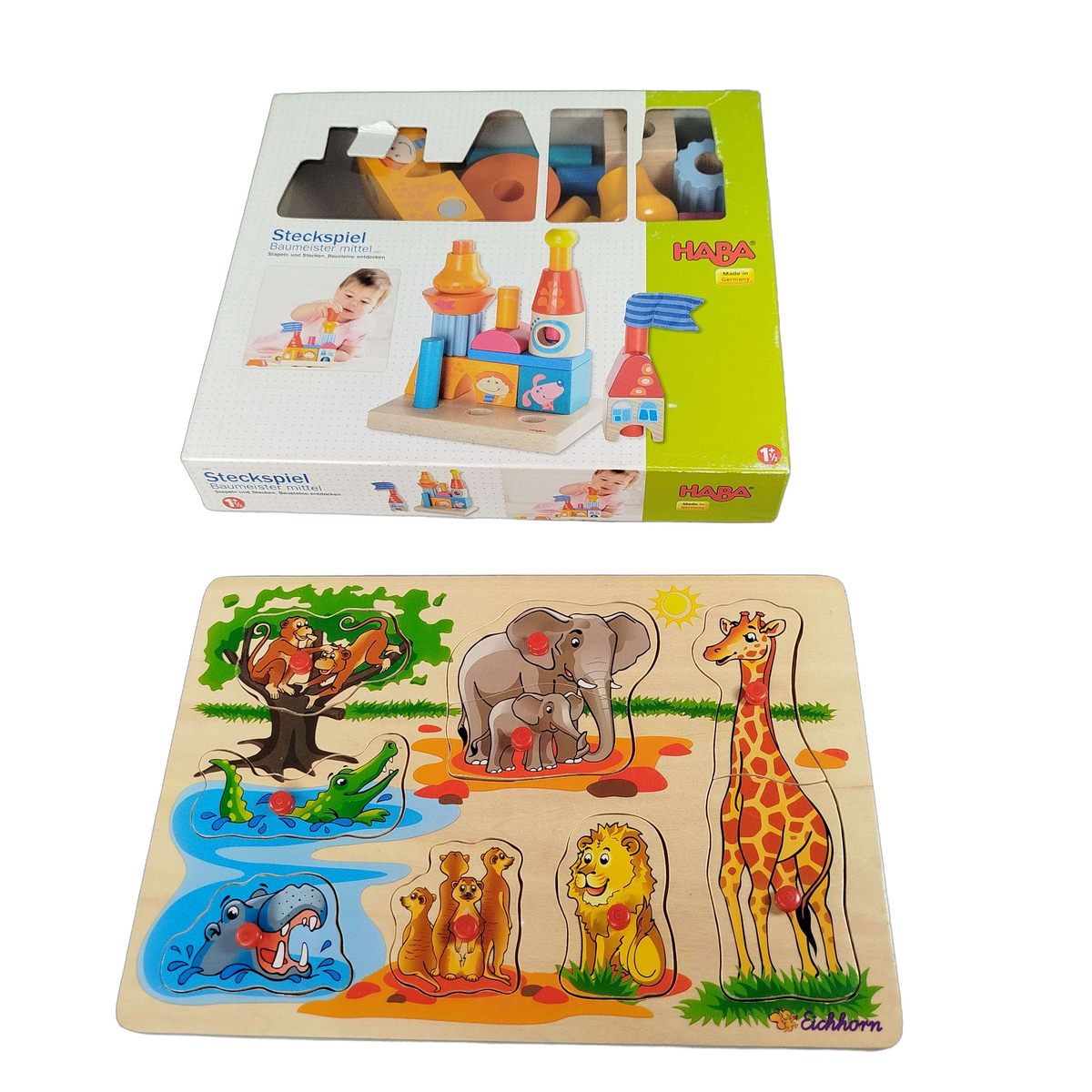 HABA & Eichhorn Bundle Set von 2 Steckspiel & Safari-Puzzle