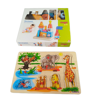 HABA & Eichhorn Bundle Set von 2 Steckspiel & Safari-Puzzle
