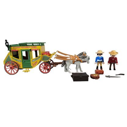 Playmobil Bundle Western Bank Kutsche & Pferde Figuren