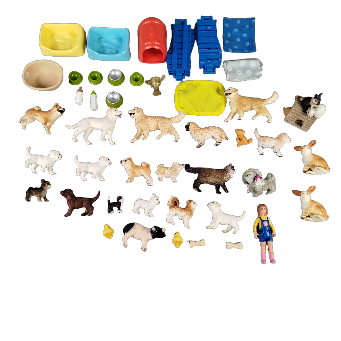 Schleich Tiere Bundle 44 Teile Hunde & Kaninchen Figuren & Zubehör