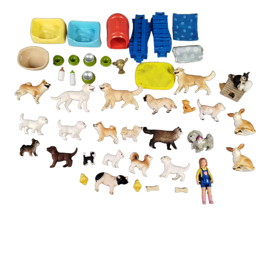 Schleich Tiere Bundle 44 Teile Hunde & Kaninchen Figuren & Zubehör
