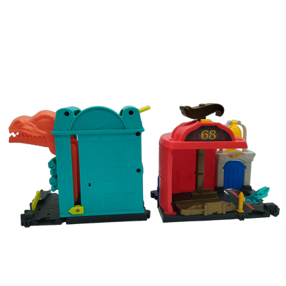 Hot Wheels Bundle Dino-Angriff & Speed Shop großes Spielset