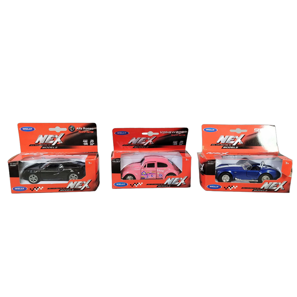 Welly Bundle Shelby Cobra Beetle Set von 3 Modellautos Neuwertig