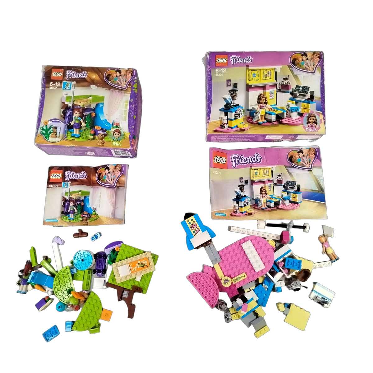 LEGO Bundle Friends 41327 41329 Mia & Olivia Set von 2 Zimmer Bausets