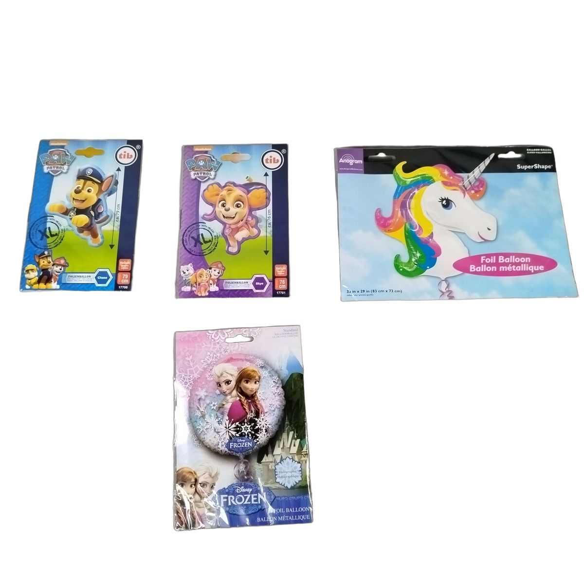 Bundle Paw Patrol 17706 17705 Frozen Einhorn Set von 4 Ballons, Neu