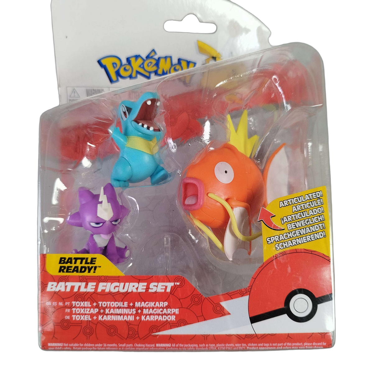 Pokémon Battle Toxel, Totodile & Magikarp PKW2348 Actionfigur, Neu