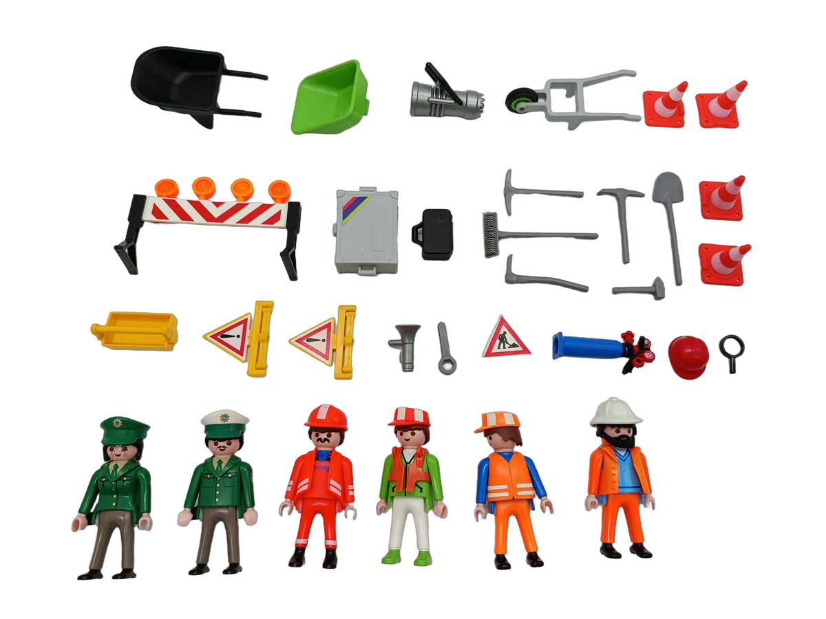 Playmobil Bundle Straßenbau & Polizei 6x Figuren, Absperrungen