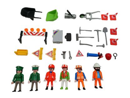 Playmobil Bundle Straßenbau & Polizei 6x Figuren, Absperrungen