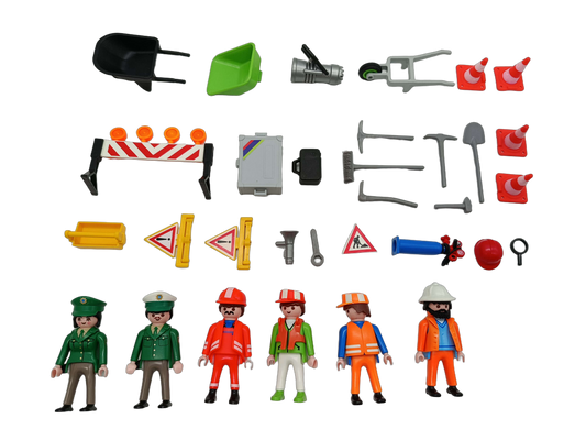 Playmobil Bundle Straßenbau & Polizei 6x Figuren, Absperrungen