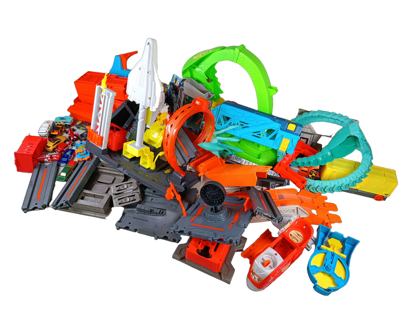 Hot Wheels Bundle Rennbahn Zubehör Set Schienen, Loops & Verbinder