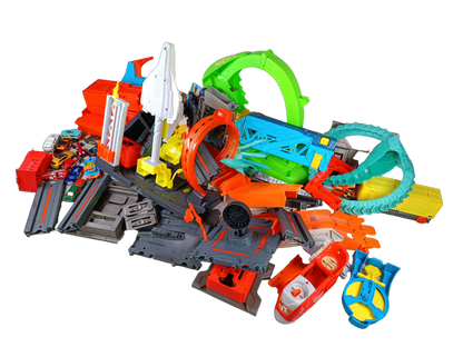 Hot Wheels Bundle Rennbahn Zubehör Set Schienen, Loops & Verbinder