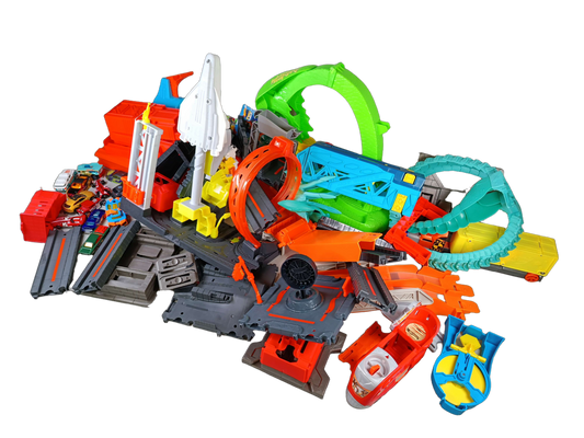Hot Wheels Bundle Rennbahn Zubehör Set Schienen, Loops & Verbinder