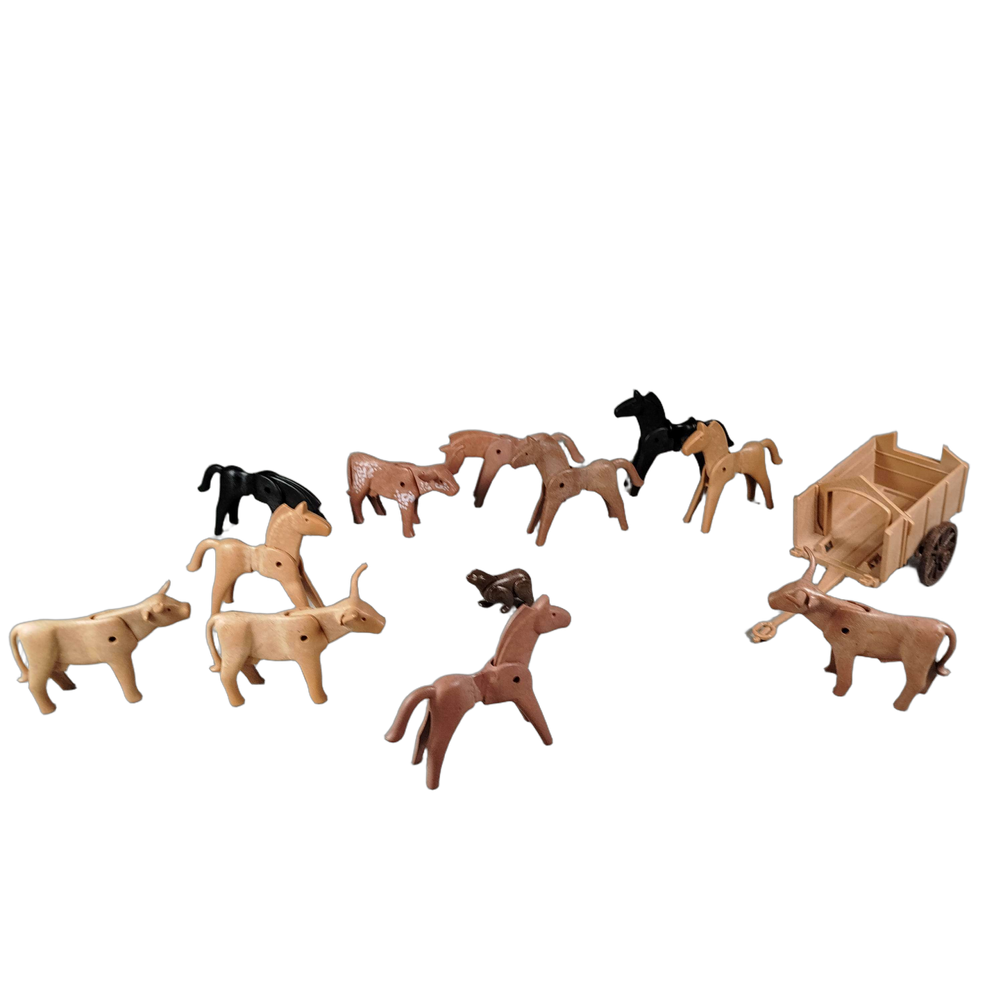 Playmobil Bundle Tiere mit Wagen Pferd Kuh Hund