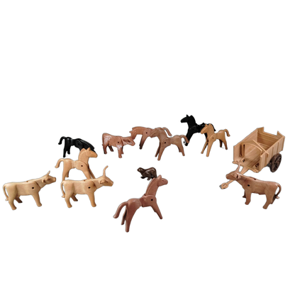 Playmobil Bundle Tiere mit Wagen Pferd Kuh Hund