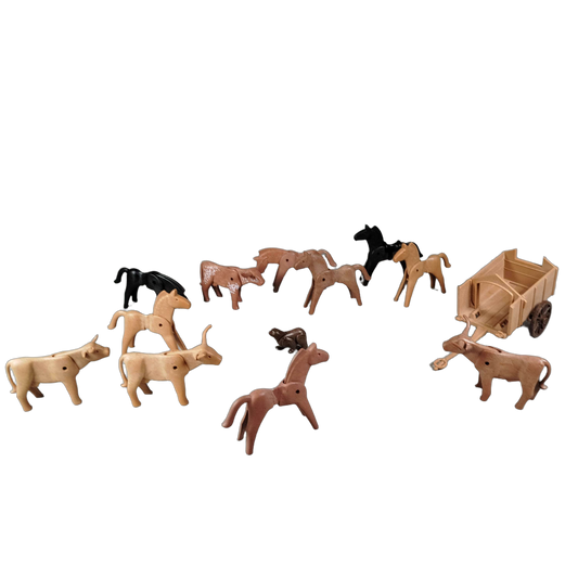 Playmobil Bundle Tiere mit Wagen Pferd Kuh Hund