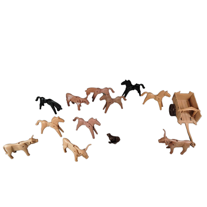 Playmobil Bundle Tiere mit Wagen Pferd Kuh Hund