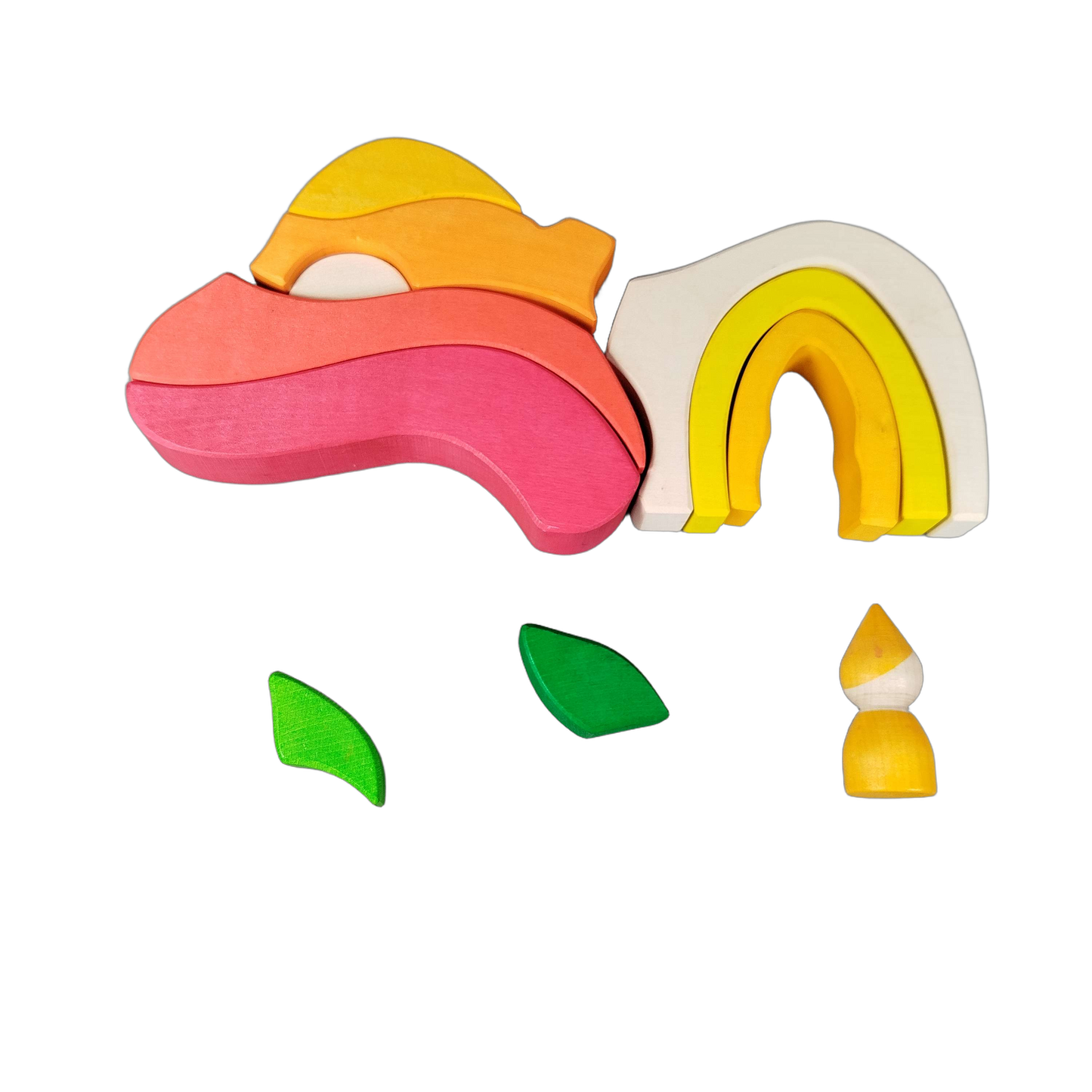 Goki Waldorf Holz Stapelspiel Regenbogen Bausteine