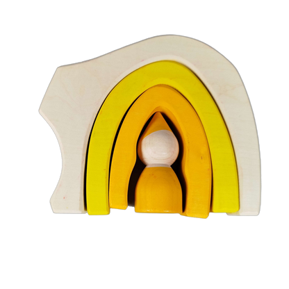Goki Waldorf Holz Stapelspiel Regenbogen Bausteine
