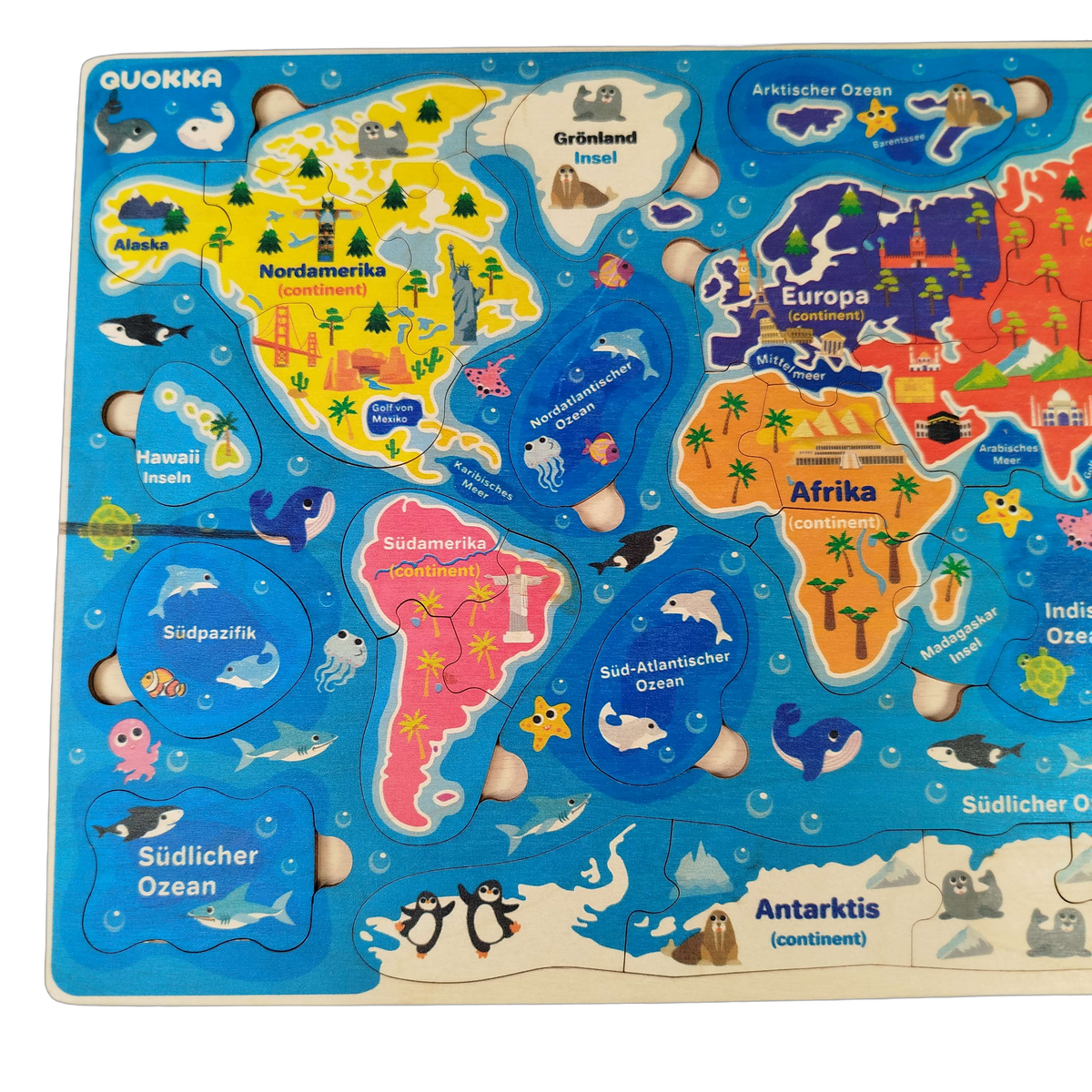 QUOKKA Weltkarte Holz-Steckpuzzle Lernspiel Geografie Deutsch