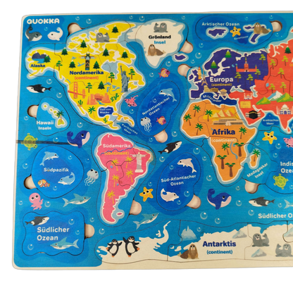 QUOKKA Weltkarte Holz-Steckpuzzle Lernspiel Geografie Deutsch
