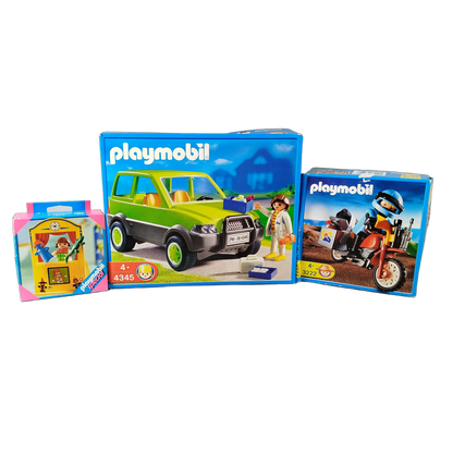 Playmobil Bundle 4345 3222 4564 Set von 3 Motorrad PKW Puppentheater